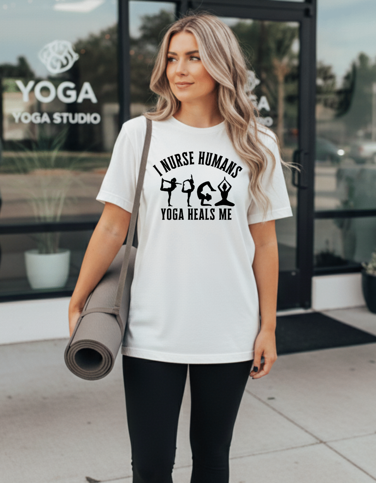 i nurse humans yoga heals me tee