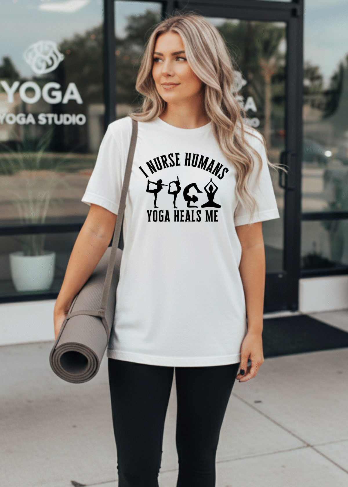 i nurse humans yoga heals me tee
