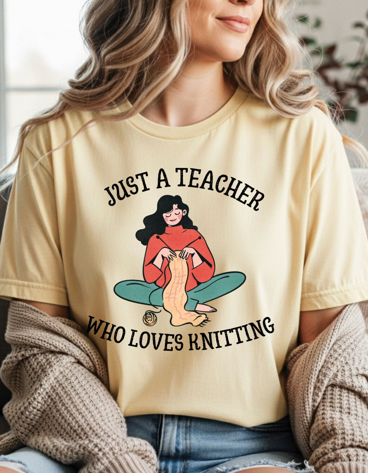 just a teacher who loves knitting tee